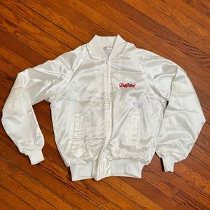 Vintage Dollywood White Satin Jacket Large